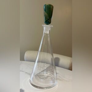 Artisan Glass Vase with Green Accent Stopper